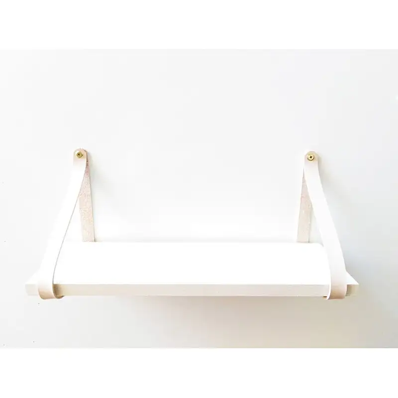 wall corner floating shelf Wooden floating shelf with genuine leather straps 30cmmdf wall shelveswall display shelf
