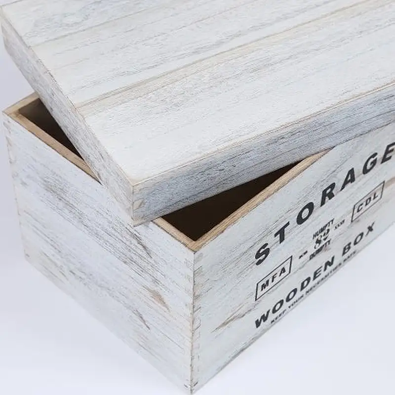 Set of 3 Storage Wood Boxes w/ Lids