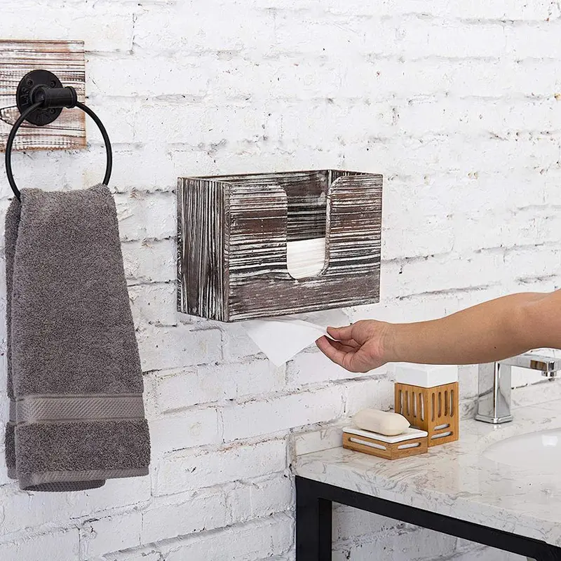 Torched Wood Wall-Mounted Paper Towel Dispenser