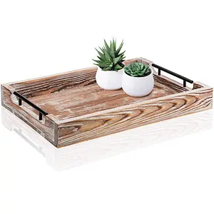 Solid Hardwood Ottoman rustic serving tableware dessert eid wood tray