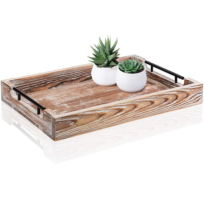 Solid Hardwood Ottoman rustic serving tableware dessert eid wood tray