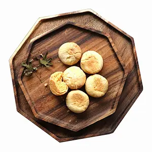 Wooden tray,Set of 2 Wooden Octagon Square Trays Serving Bread Plates for Fruit Salad Platter Vegetable