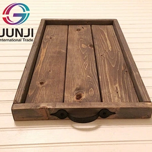 Rustic Wooden Tray Farmhouse Style Breakfast Centerpiece Coffee table Tray