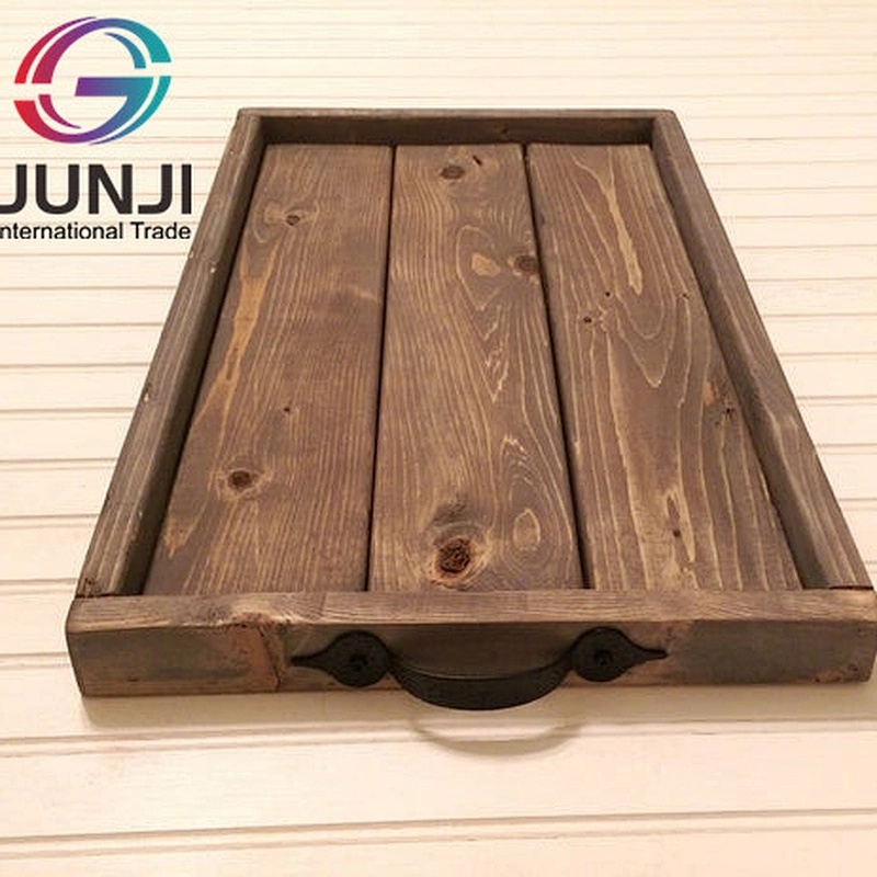 Rustic Wooden Tray Farmhouse Style Breakfast Centerpiece Coffee table Tray