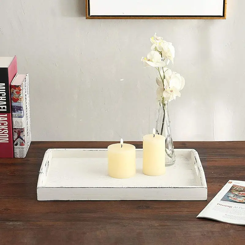 Rustic Wooden Tray Farmhouse Style Breakfast Centerpiece Coffee table Tray 2020