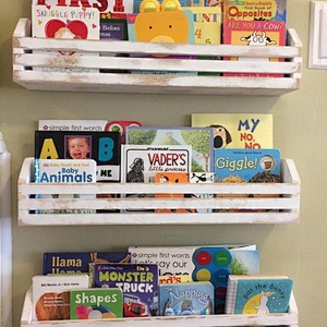 Wall-mounted Shelf,Children's Book Shelves (Rustic)---Set of 3,shelf,Wooden storage rack