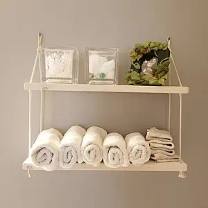 Nursery shelf  nursery decor floating shelf  hanging shelves   wood home decor  modern decor rope shelf