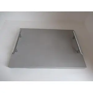 Contemporary solid wood tray with metal handles natural or painted