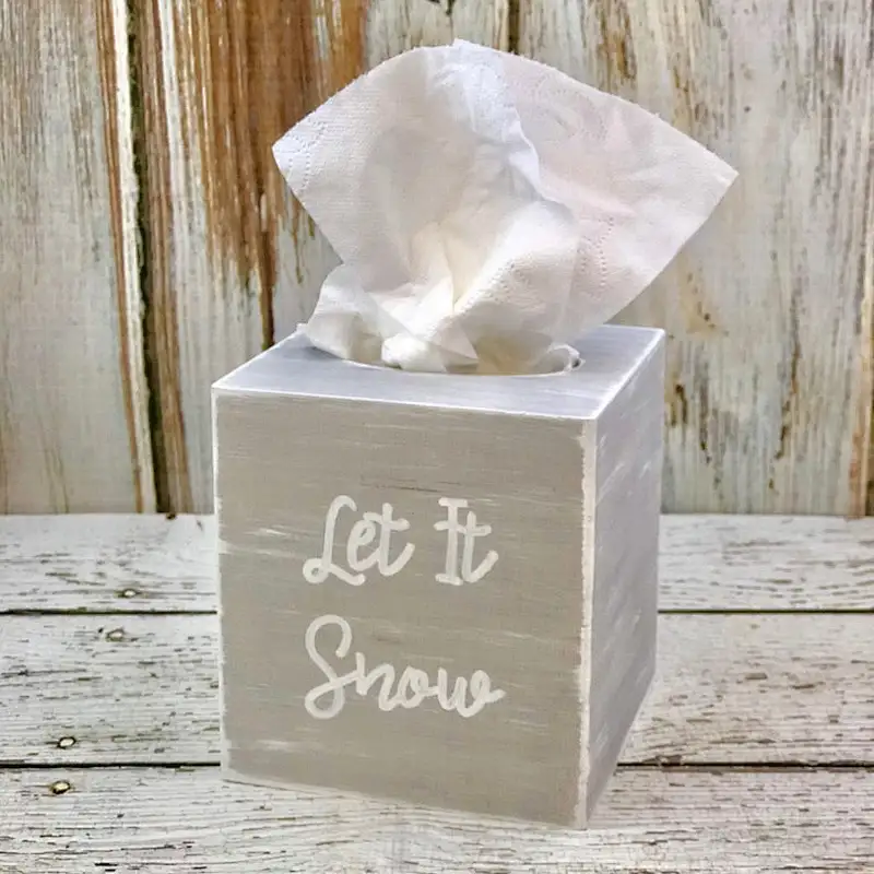 Wooden Tissue Box Cover - Rustic Bathroom Decor - Christmas Tissue Cover - Farmhouse Style Decor