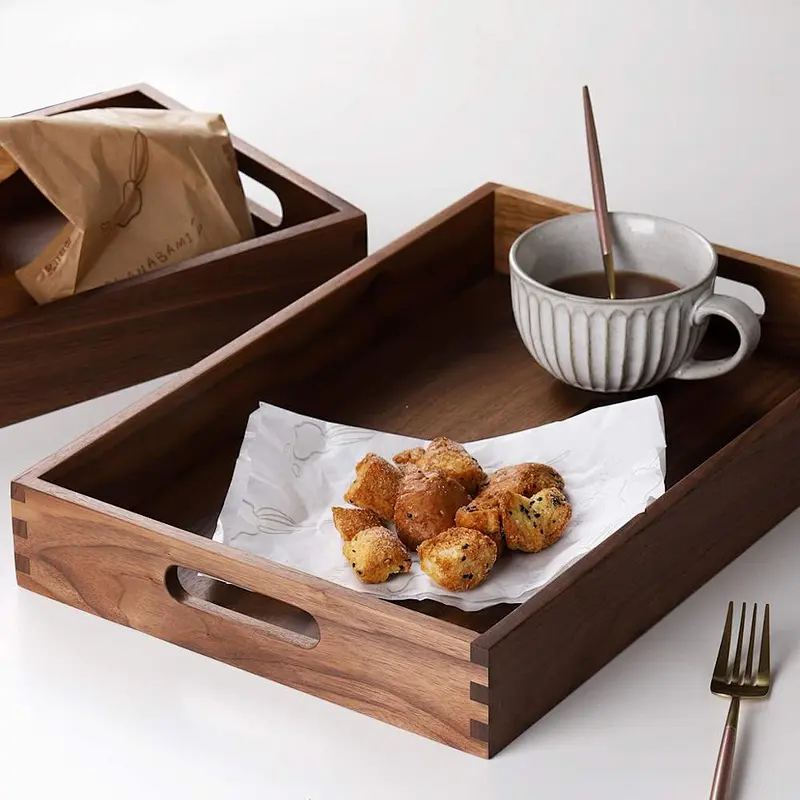 Custom Rustic Wooden Ottoman Tray Serving Trays for Ottomans Storage Tray Wooden Serving Trays Wooden Trays For Decoration