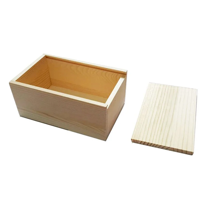 Wooden Unfinished Storage Box with Slide Top