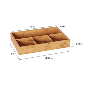Lavish Home 4 Compartment Bamboo Drawer Divider - Space Saving Natural  Storage Box