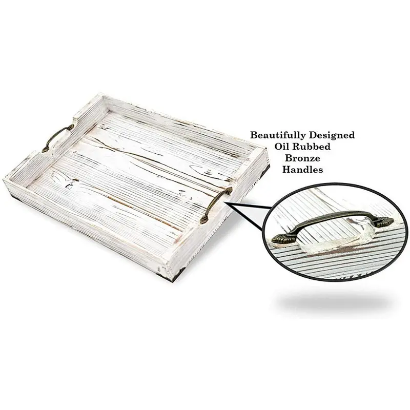 Wooden upholstered tray with handle