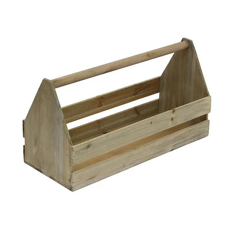 Decorative Wood  Crate Toolbox in Weathered Gray