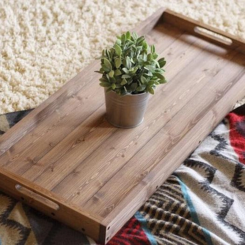 Serving Wooden Tray Rustic Home Decor Christmas Gift Wooden Tray Table Storage Tray Wooden Tray With Handle Wooden Decorated Tra