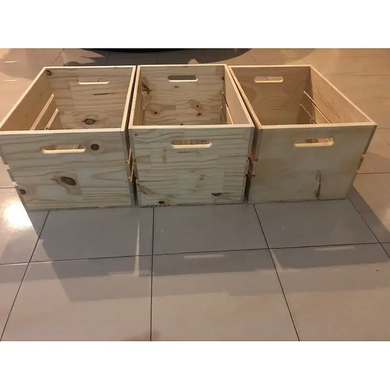 Natural Wood Crate with Metal Corner Design Wooden home decor