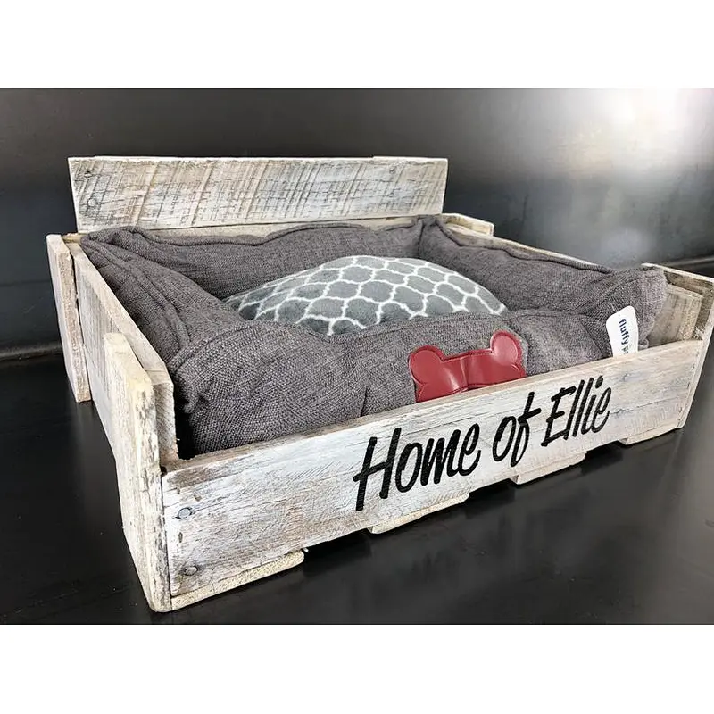 Rustic solid wooden pet bed dog bed for sleeping