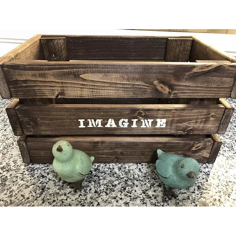 Custom Farmhouse Crate Box Distressed Repurposed Weathered wood crates unfinished wooden crates for fruits and vegetables