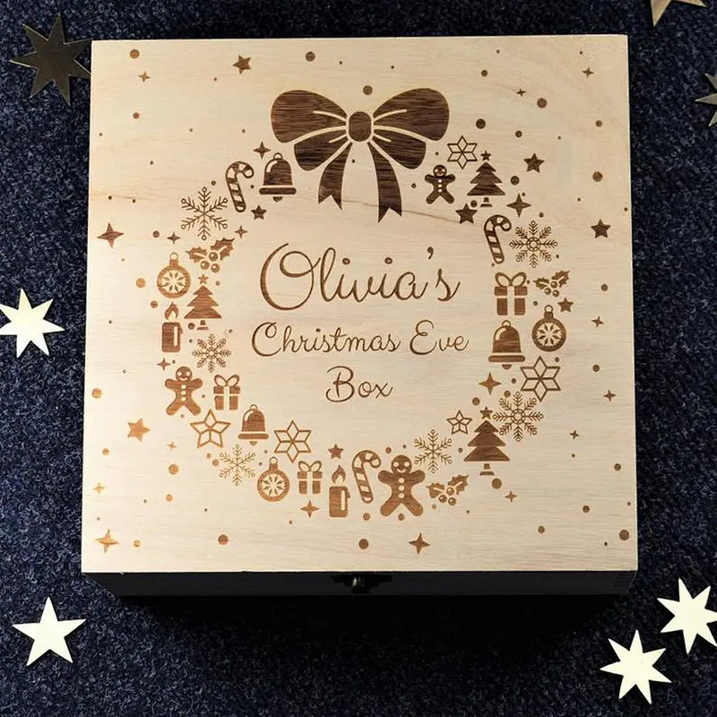 Engraved Christmas Eve Box - Bespoke Personalised Wooden Christmas Box for Children, Ready To Fill With Gifts