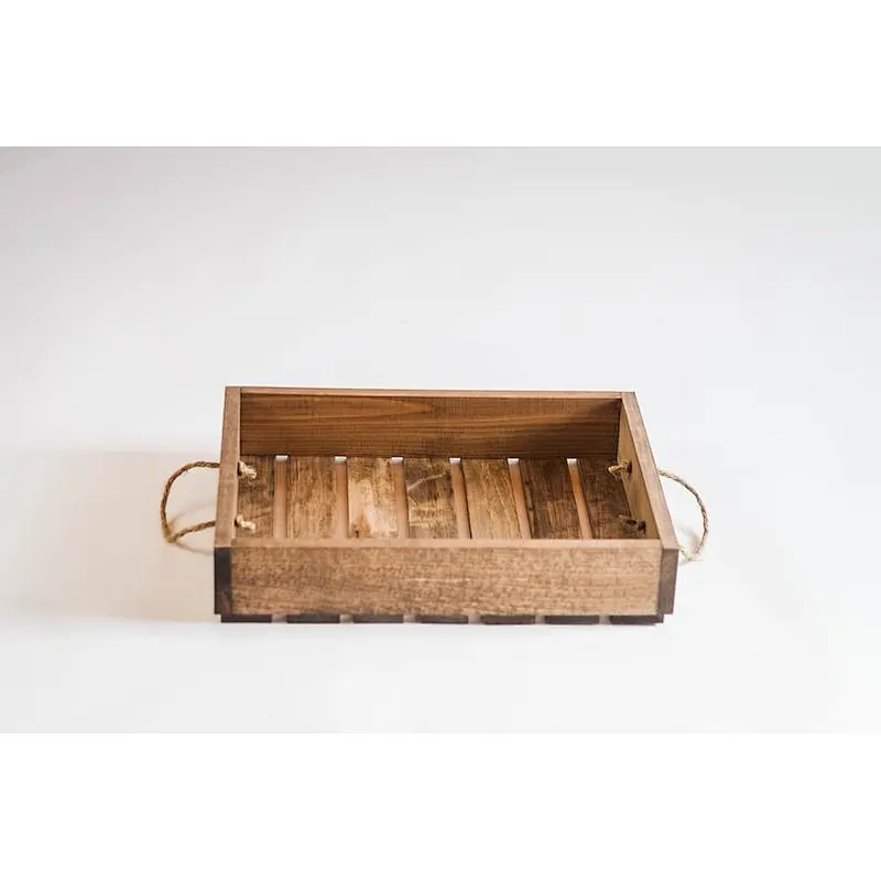 Antique Style Wooden Serving Tray-lock Flat Crate Wooden Tray With Handle Wood Serving Tray Wood Trays For Sale