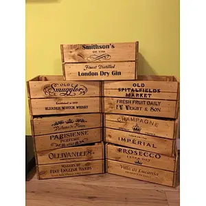 Vintage style  shabby chic wooden crates Apple  Box