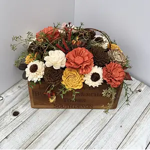 Burnt orange and mustard country sola wood arrangement wooden planter box flower wood box wood crate boxes