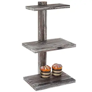 1-Inch 3-Tier Torched Wood Dessert & Pastry Stand
