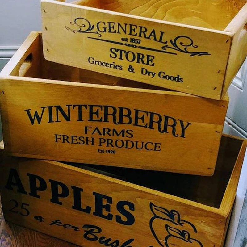 Vintage Style  Wooden Storage Crate Champagne  Box Clothing Box