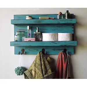 Rustic wood floating wall shelves book shelf wooden wall mounted key shelf wall
