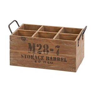 Cheap Vintage Wood Wine Divided Crate