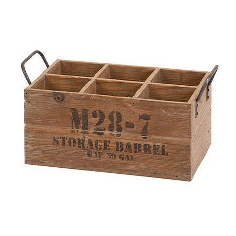 Cheap Vintage Wood Wine Divided Crate