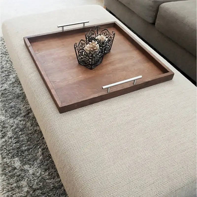 MODERN Ottoman Tray Oversized Wooden Tray  Square Coffee Table Tray 24 x 24