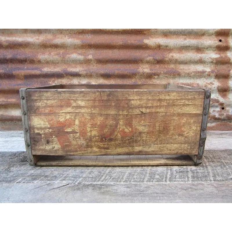 Antique wood and tin wooden box
