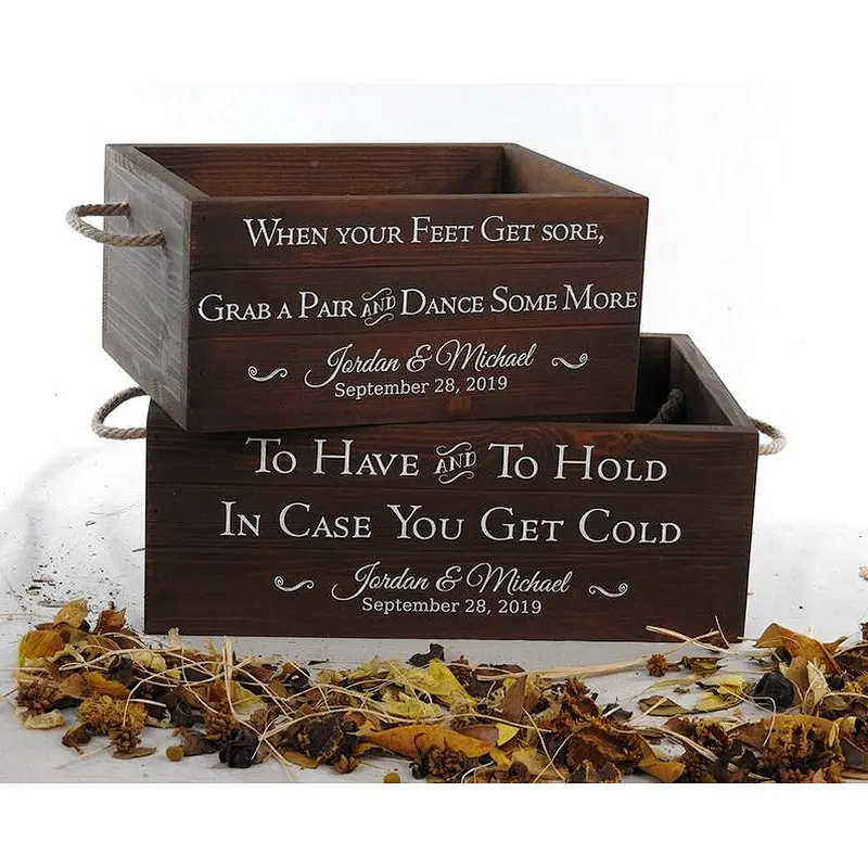 dancing wooden  shoes box personalised rustic blanket box