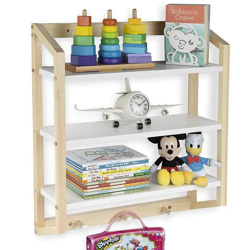 wall rack shelfmail holder and coat key rack Wall Mount Kids Bookshelf 3 Tier Shelf Unit with Diaper wall shelf decormount shelf