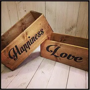 Personalised Rustic Handy Wooden Trug wedding Gift box