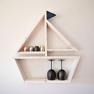 wooden Sailboat Shelf,Nautical Wall Decor