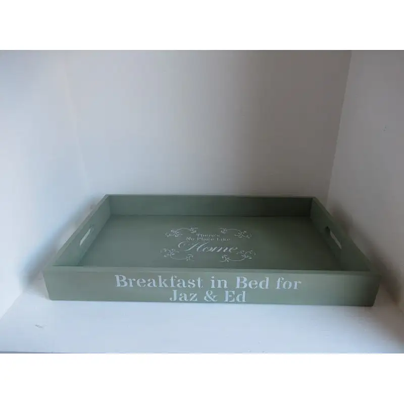 Rustic Square Nesting Trays with Handles-for Breakfast Kitchen Counter Coffee Table Bed Table
