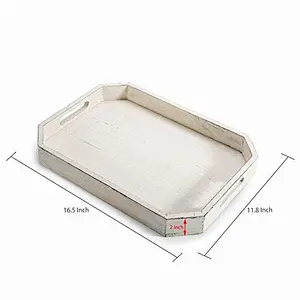 Rustic Whitewashed Wood Serving Tray with Cut out Handles