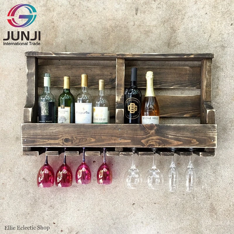 Rustic wood floating wall shelves wall mounted storage shelf hanging shelf wood wall