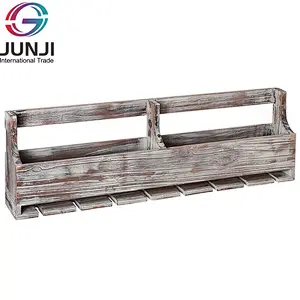 Rustic wood floating wall shelves bathroom shelf with hooks wall mounted home decor wall shelf