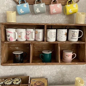 Cup holder wooden shelf organizer home decor storage for kitchen
