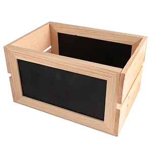 JUNJI Rustic home decoration wedding small mini fruit tool personalized storage box Slatted Crates with Chalkboard Sides