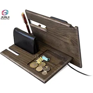 Mens wood phone docking station desk mobile phone holder docking station wood