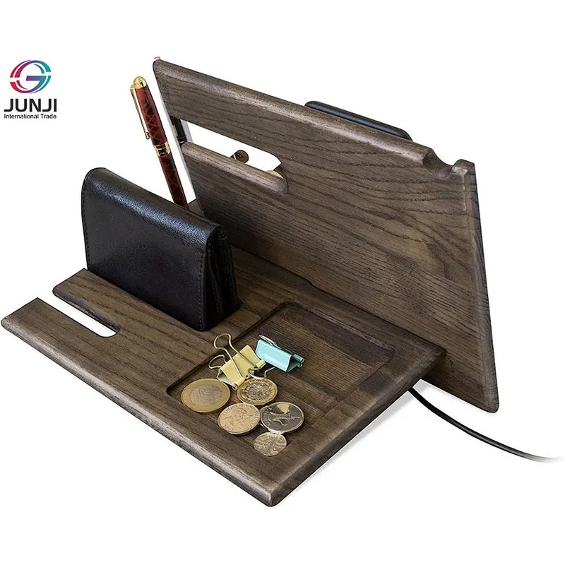 Mens wood phone docking station desk mobile phone holder docking station wood