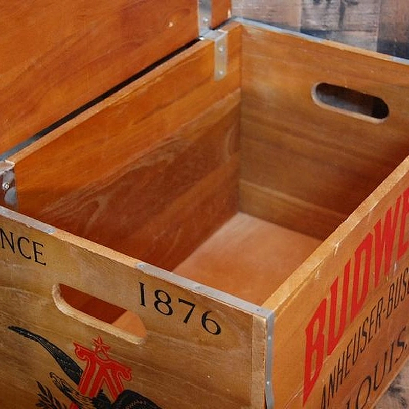 Vintage Budweiser Beer Crate with Lid  fruit box handmade wooden crates box  wooden tissue box holders