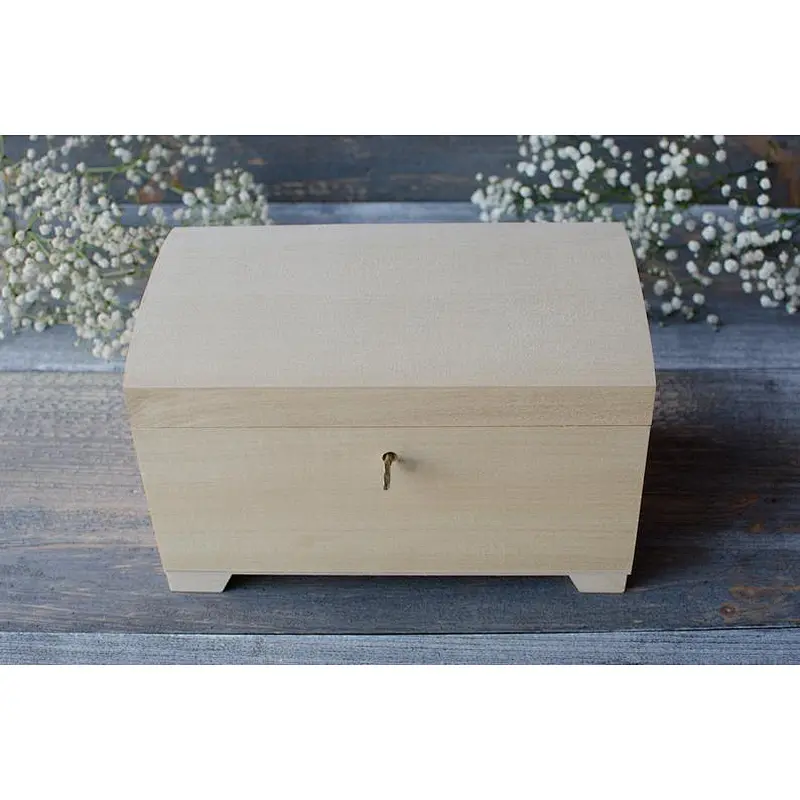 Unfinished big wooden box closed with key,natural wood, lockable,box with lock,two compartments 2020