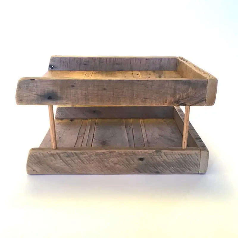 Reclaimed Wood Desk Organizer | Wooden Paper Tray | Magazine Holder |Office Organizer