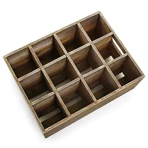 Wooden wine bottle holder, Wine Tote,  Vintage Rustic Brown Wood 12 Slot Beer Bottle Serving Crate/Beer Storage Box