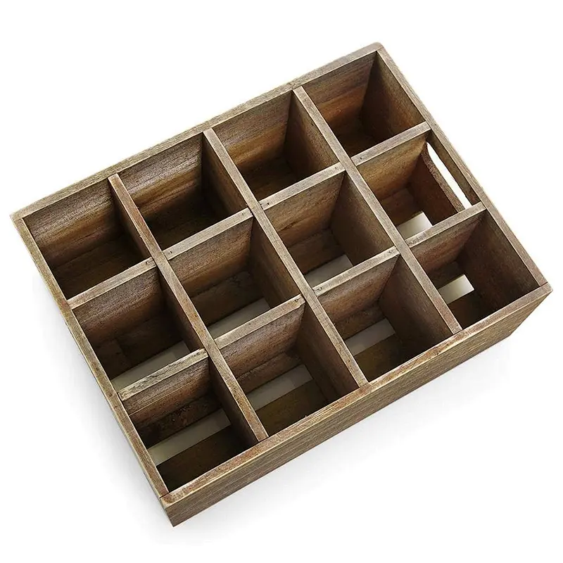 Wooden wine bottle holder, Wine Tote,  Vintage Rustic Brown Wood 12 Slot Beer Bottle Serving Crate/Beer Storage Box